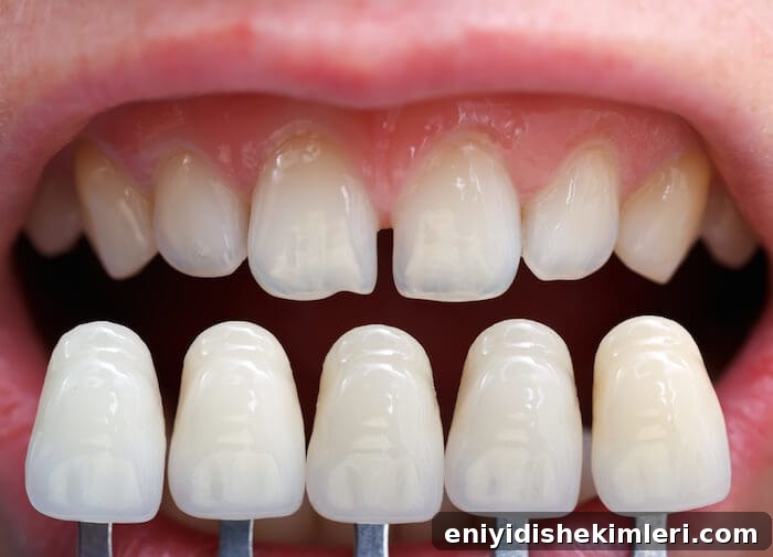 Can You Whiten Dental Veneers With Toothpaste or Whitening Strips? 2 veneers shade